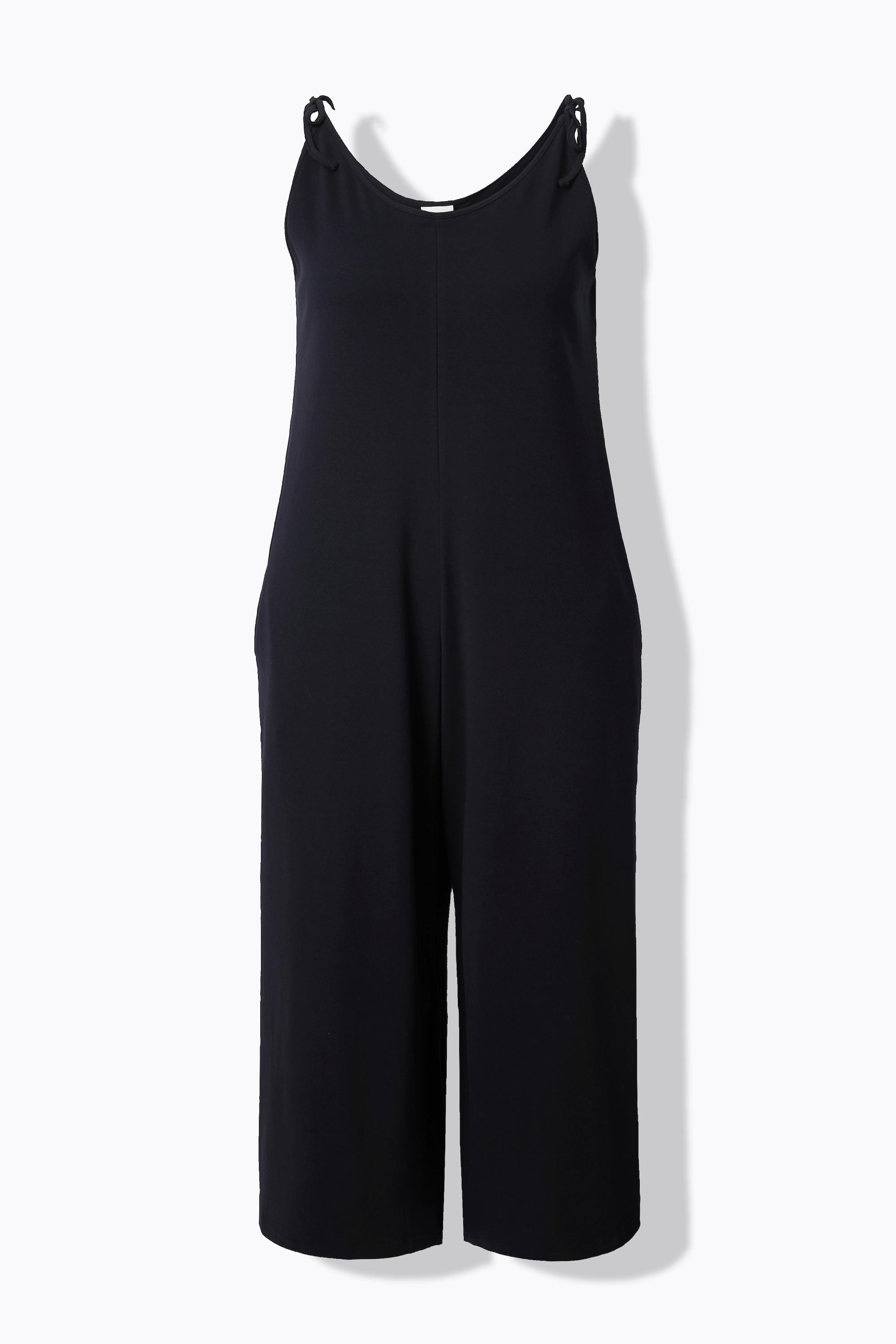 Ulla Popken Jersey Jumpsuit Weites Bein Ziernaht Biobaumwolle  