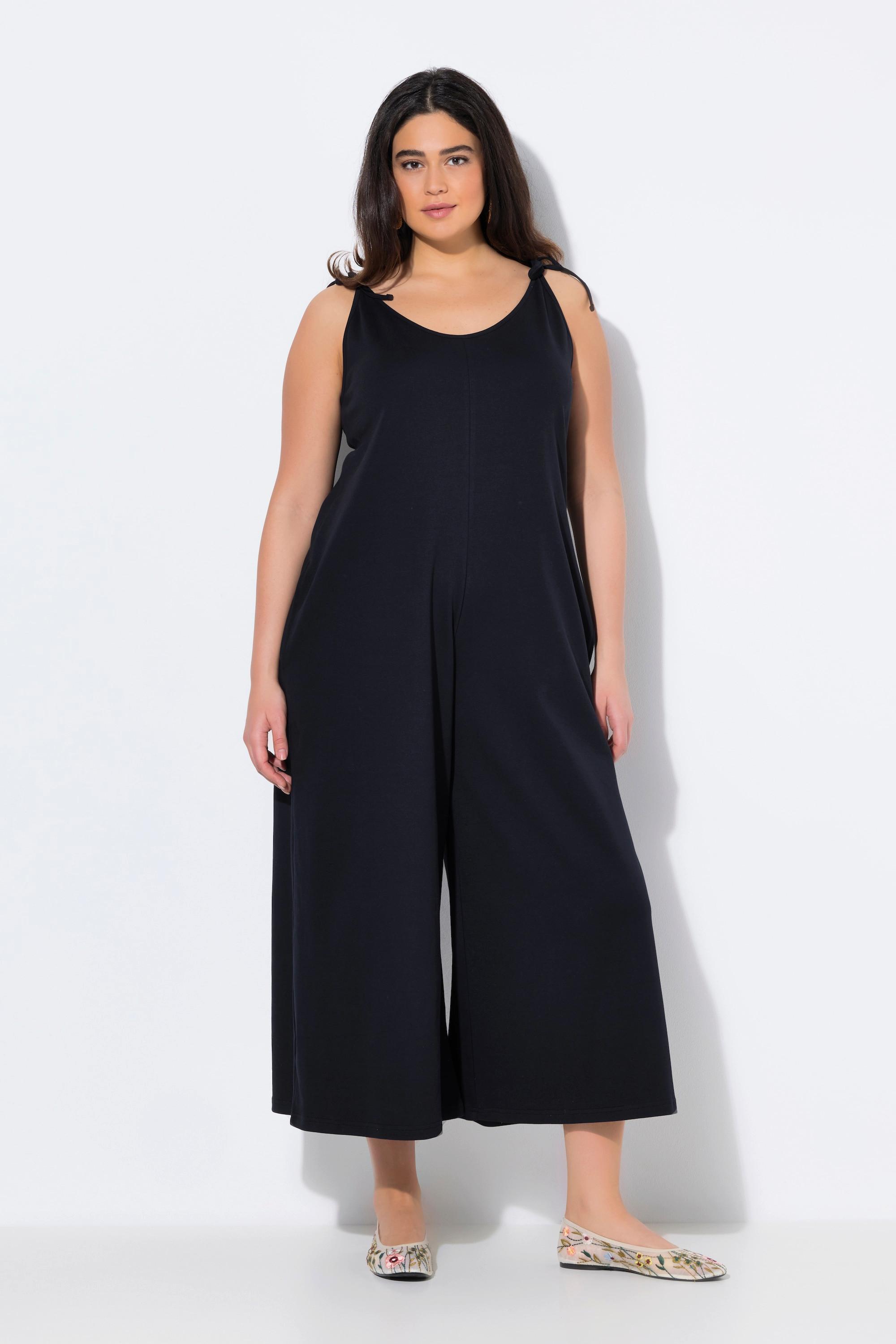 Ulla Popken Jersey Jumpsuit Weites Bein Ziernaht Biobaumwolle  