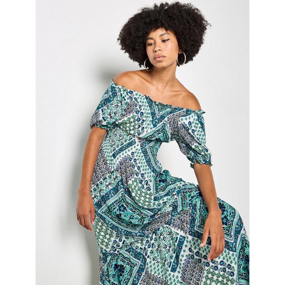 APRICOT Abito lungo boho con stampa folk  