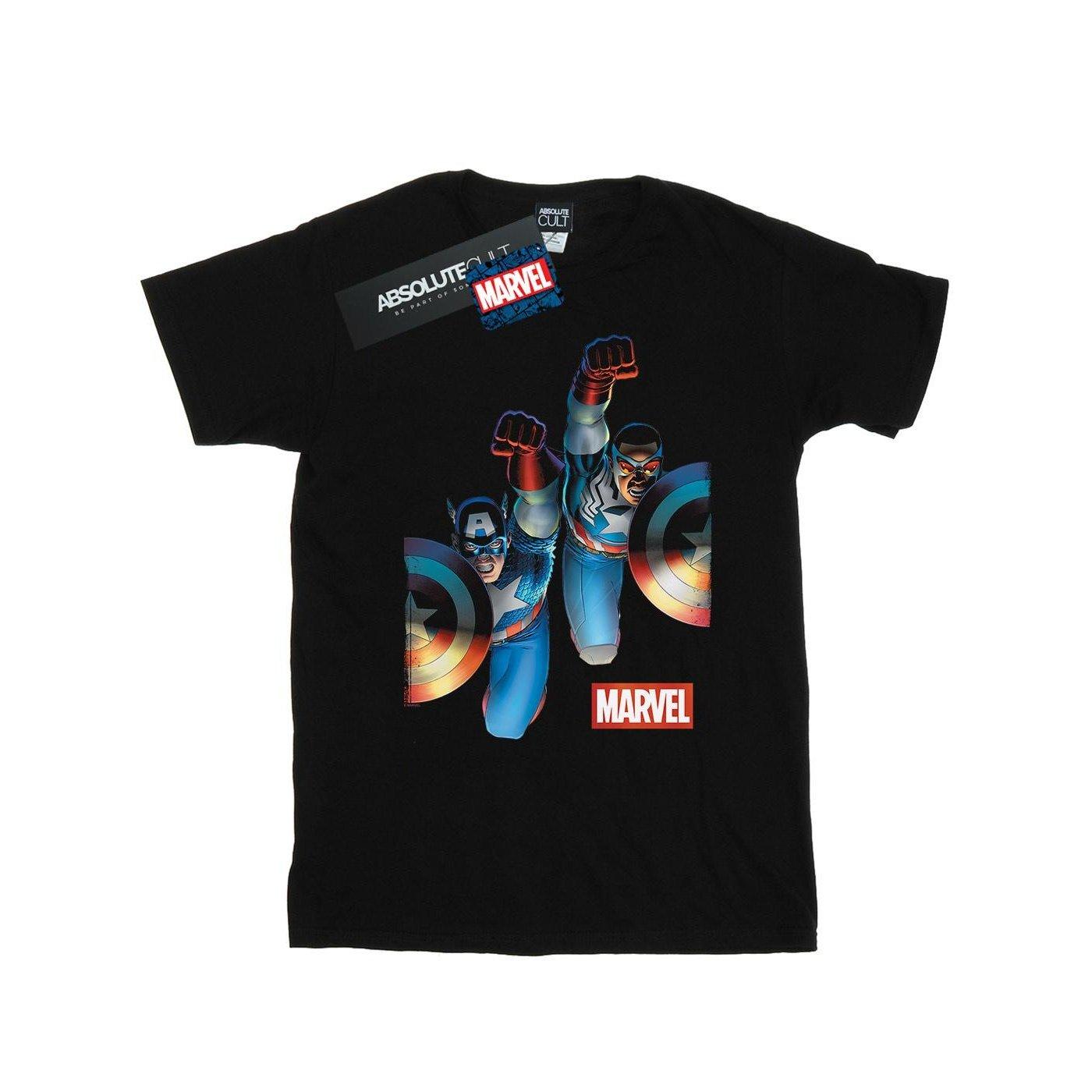 Image of Falcon And Captain America Side By Side Tshirt Herren Schwarz L