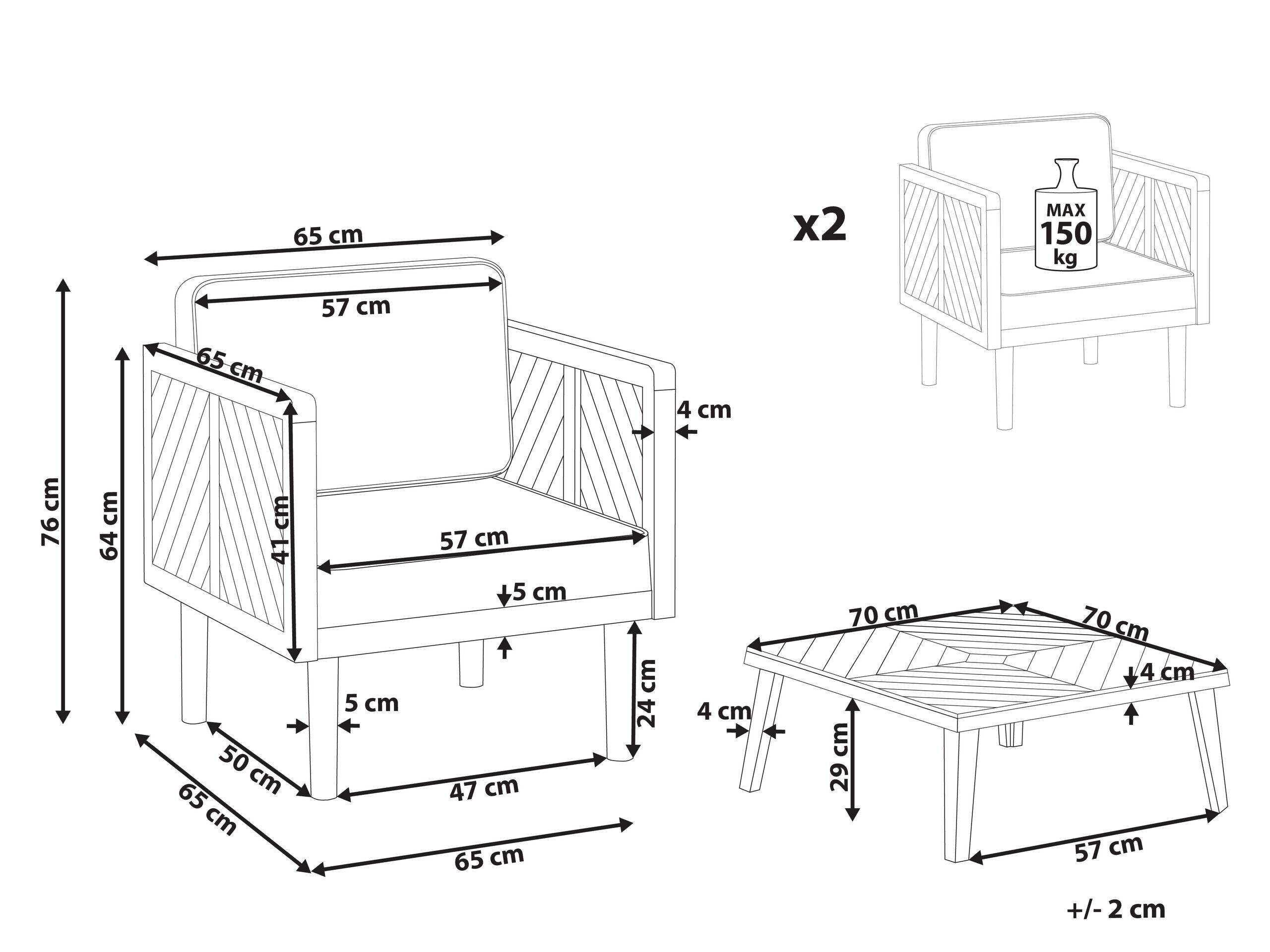 Beliani Bistro Set aus Akazienholz Modern BARATTI  