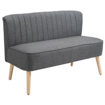 Canapé 2 Places En Tissu Canapé Rembourré Assise Canapé Lounge Bois Mousse Gris Foncé 117 X 56,5 X 77 Cm