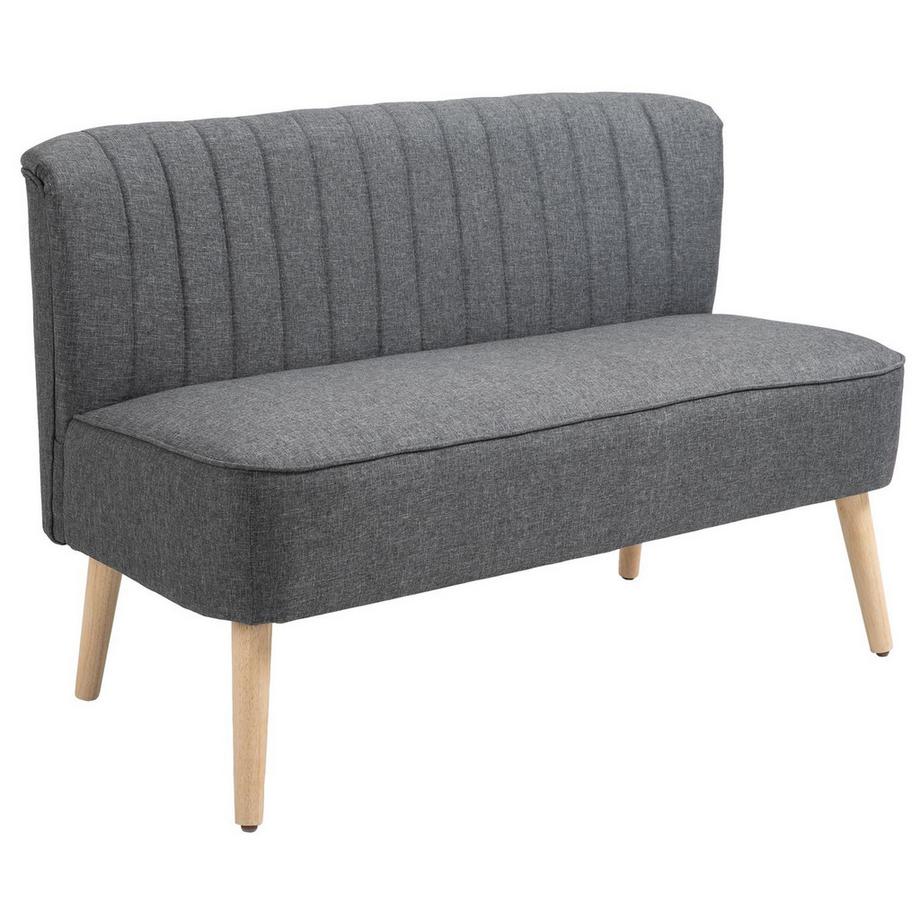 Northio Canapé 2 Places En Tissu Canapé Rembourré Assise Canapé Lounge Bois Mousse Gris Foncé 117 X 56,5 X 77 Cm  
