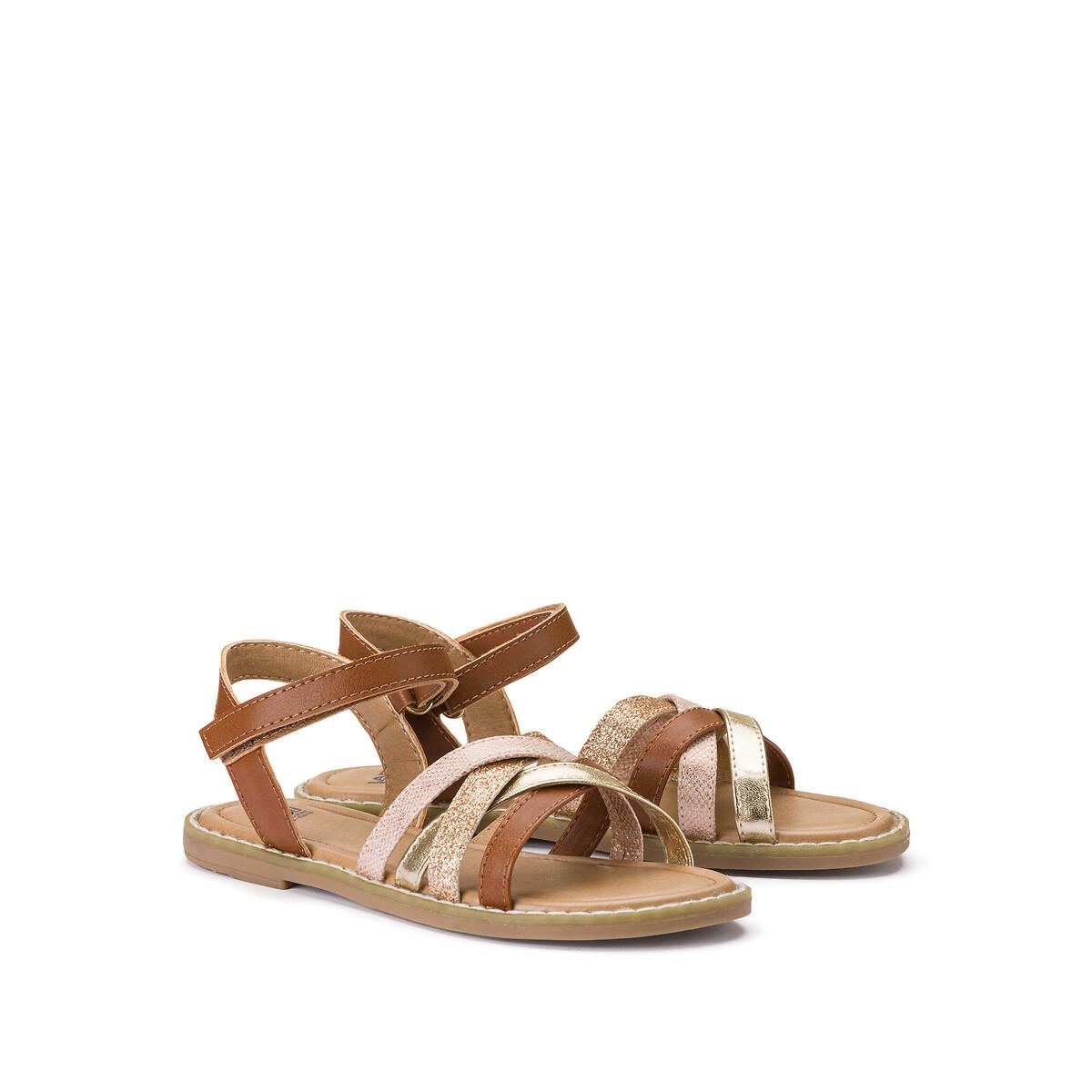 Image of Geflochtene Sandalen Mit Klettverschluss Damen Braun 31