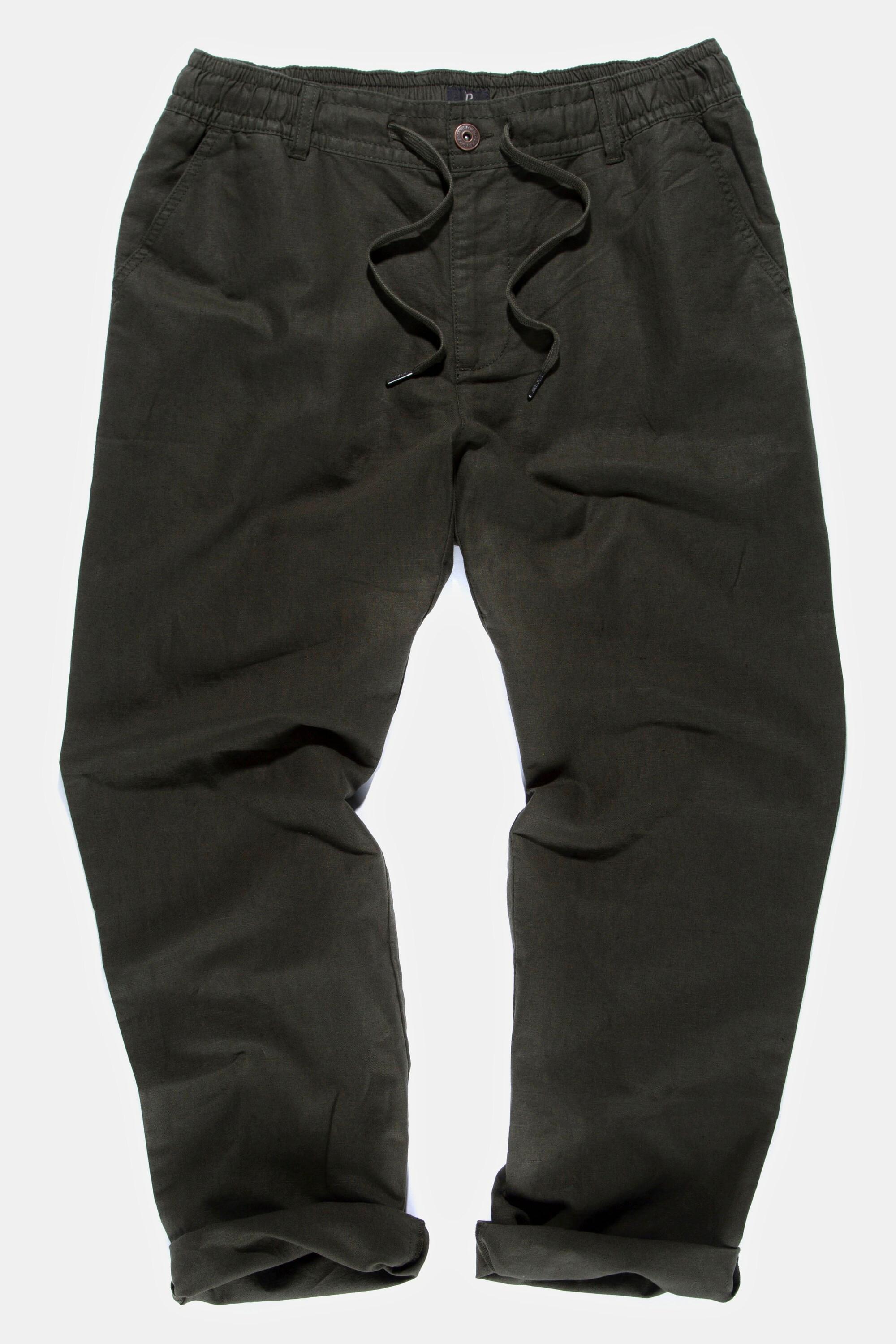 JP1880  Pantaloni basic di misto lino con cintura elastica 