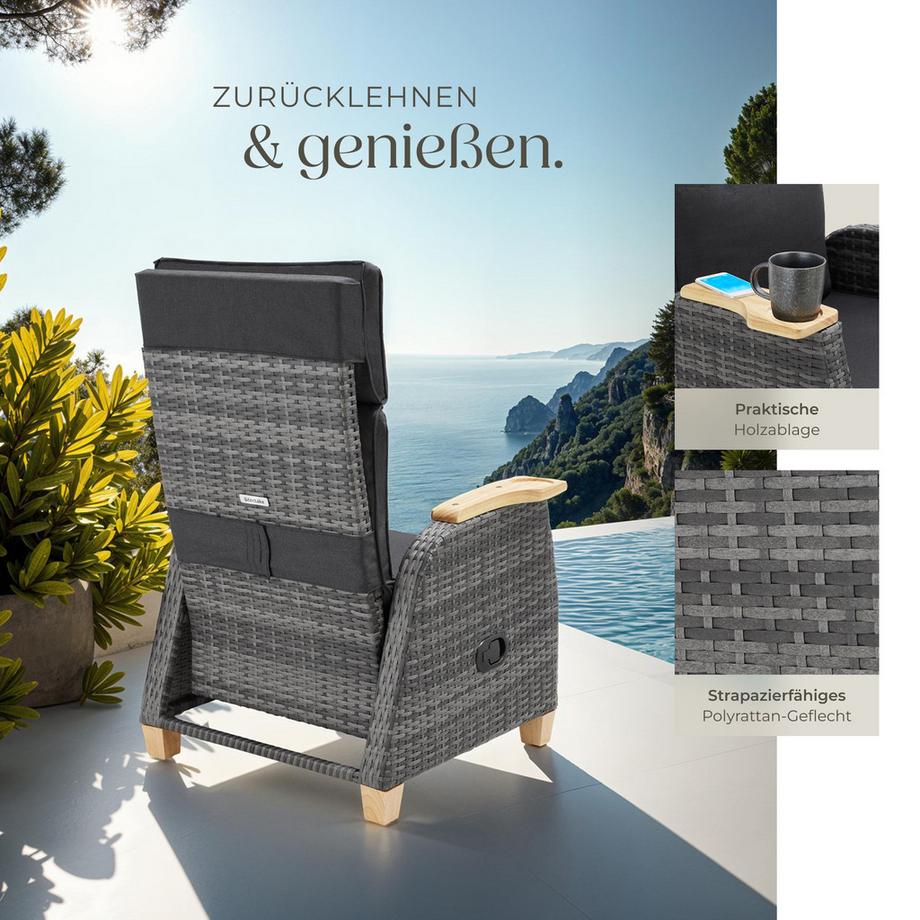 Tectake Rattansessel Pescara mit Aluminiumgestell wetterfest und UV-beständig  