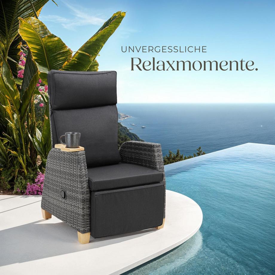 Tectake Rattansessel Pescara mit Aluminiumgestell wetterfest und UV-beständig 2er Set  