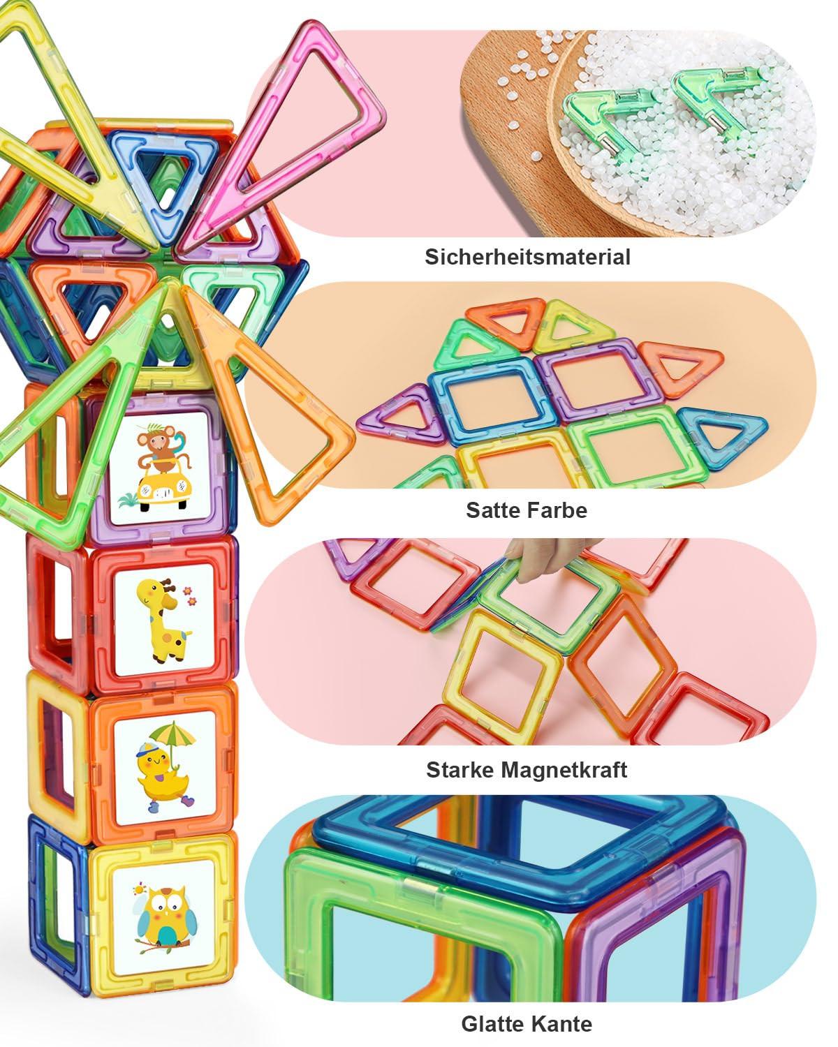 Activity-board  Magnetische Bauklötze, 68 Teile Magnetische Bauklötze Magnetische Spielzeugmagnete 