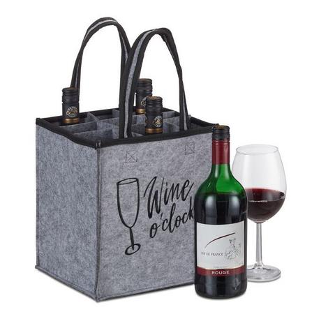B2X Borsa portabottiglie in feltro per 9 bottiglie di vino  