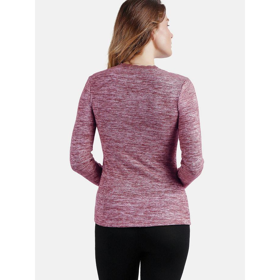 Admas Puntilla Langarm V-Ausschnitt Top  