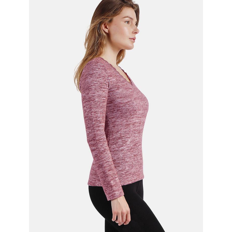 Admas Puntilla Langarm V-Ausschnitt Top  