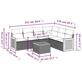 VidaXL Ensemble de canapés de jardin rotin synthétique  