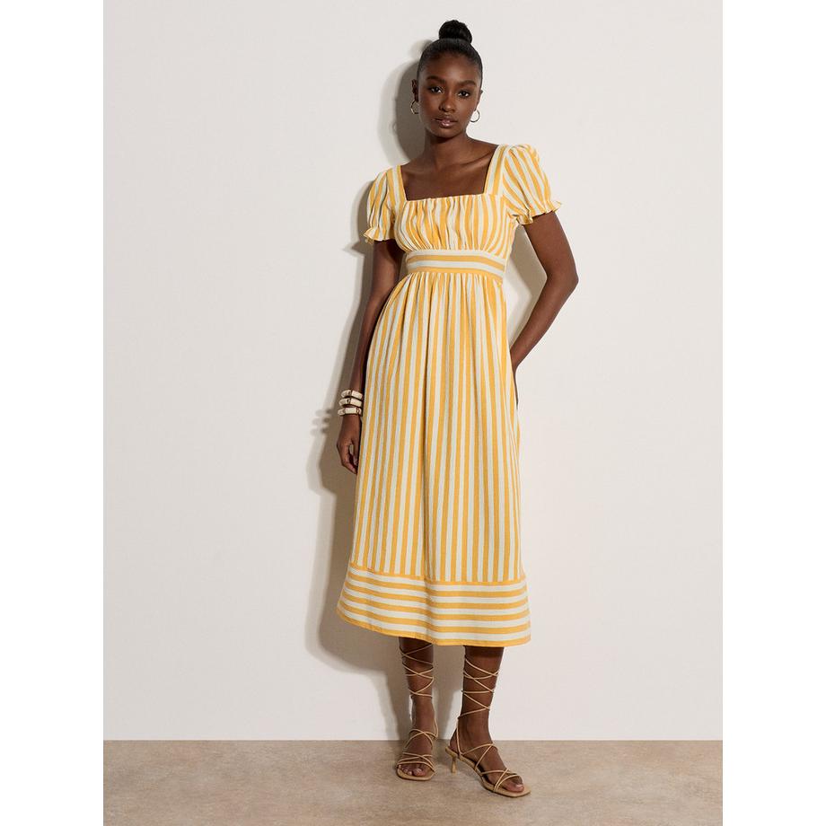 APRICOT Abito midaxi a righe stile contadina  