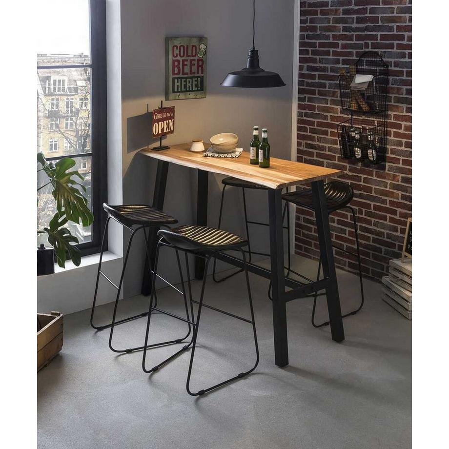 mutoni Table haute unique en acacia 124x51x112  