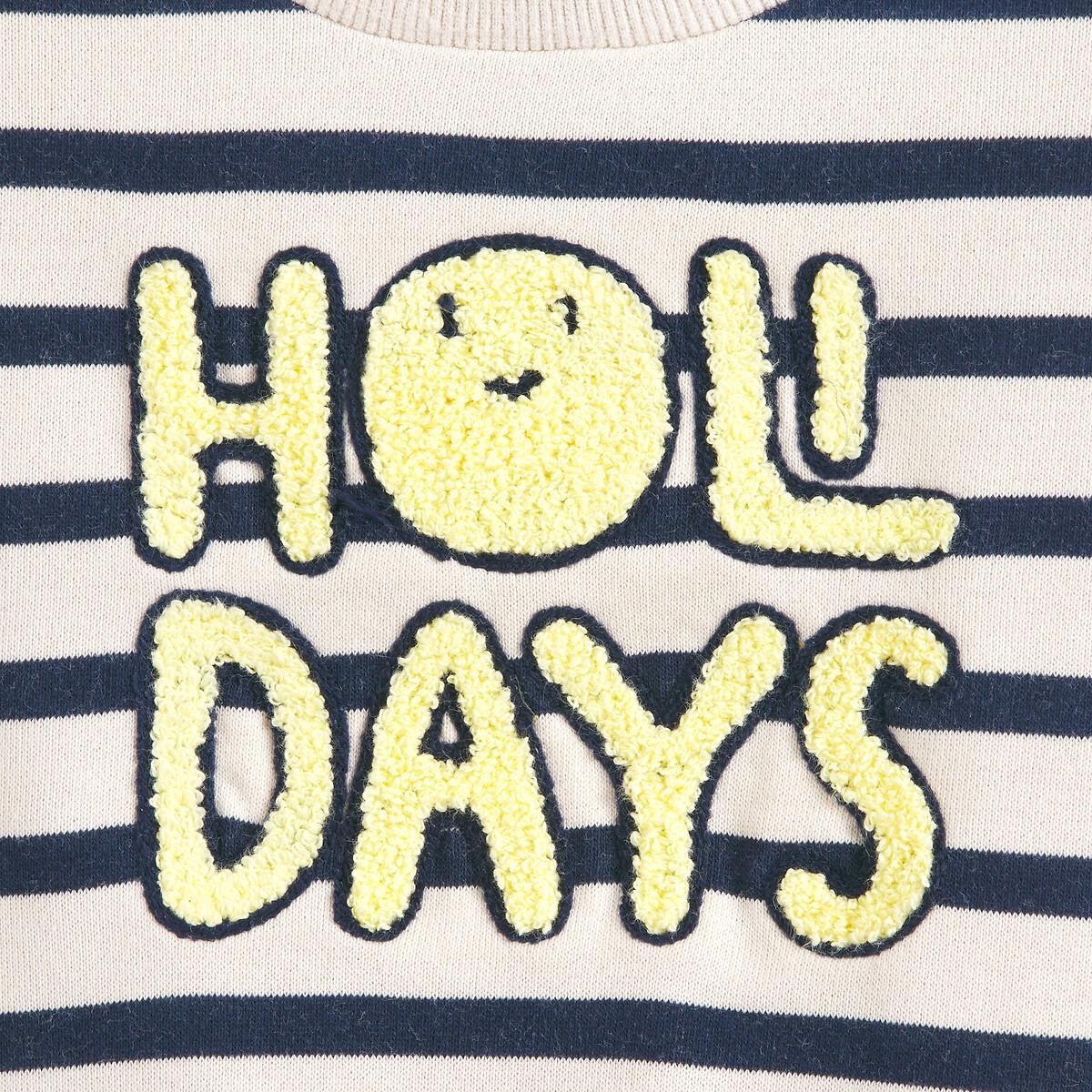 La Redoute Collections  Gestreiftes Rundhals-Sweatshirt mit Frottee-Schrift 