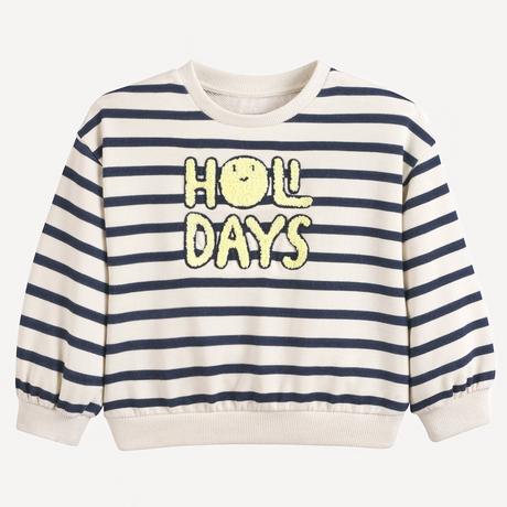 La Redoute Collections  Gestreiftes Rundhals-Sweatshirt mit Frottee-Schrift 