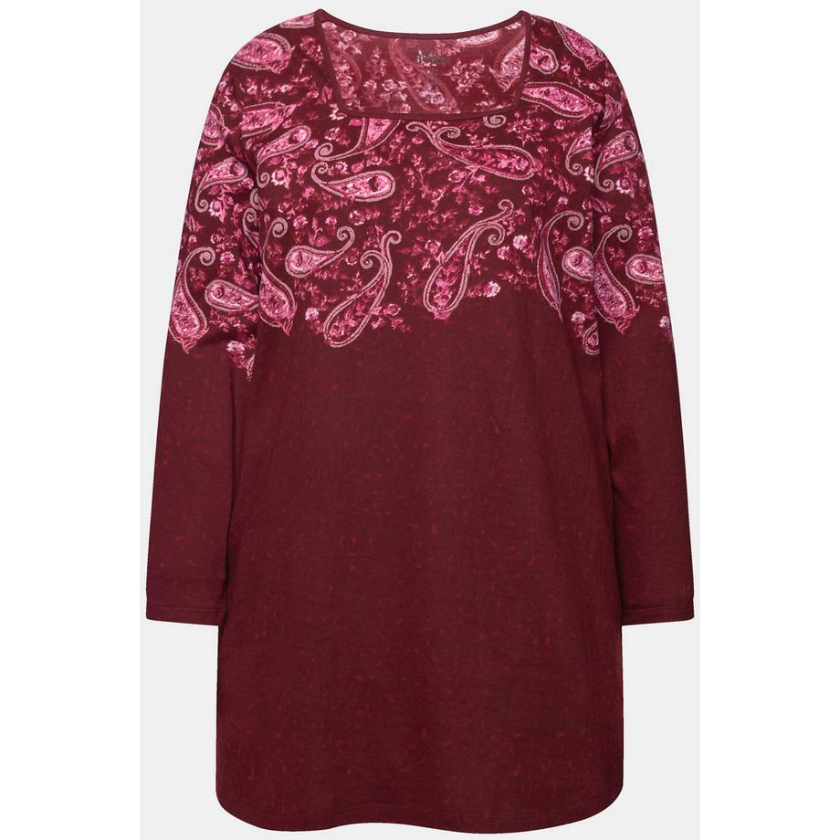 Ulla Popken T-shirt long A-line encolure carrée manches longues  