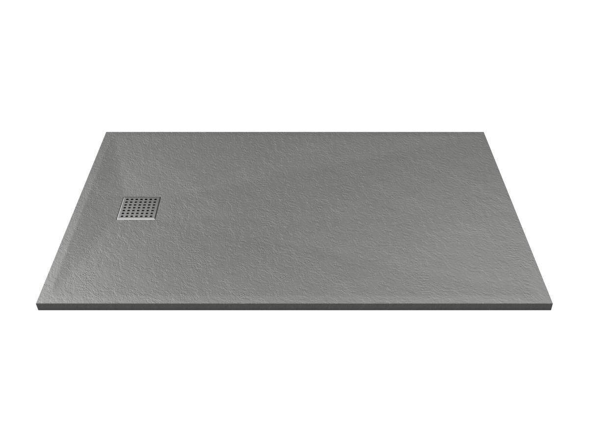 Vente-unique Piatto per doccia da posare o da incasso con sifone 140 x 90 cm in Resina Grigio - MIRNOSA  