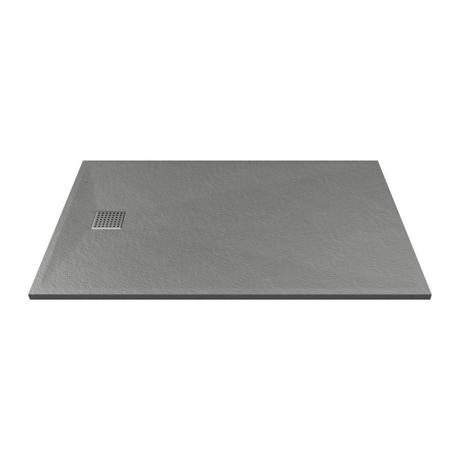 Vente-unique Receveur à poser ou à encastrer en résine avec siphon - Gris - 140 x 90 cm - MIRNOSA  