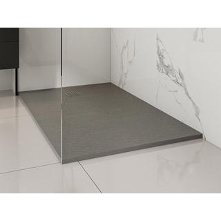 Vente-unique Piatto per doccia da posare o da incasso con sifone 140 x 90 cm in Resina Grigio - MIRNOSA  