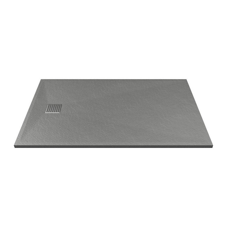 Vente-unique Receveur à poser ou à encastrer en résine avec siphon - Gris - 140 x 90 cm - MIRNOSA  