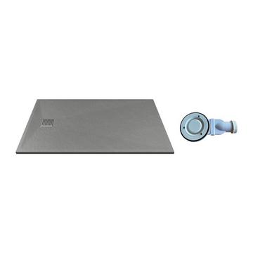 Piatto per doccia da posare o da incasso con sifone 140 x 90 cm in Resina Grigio - MIRNOSA