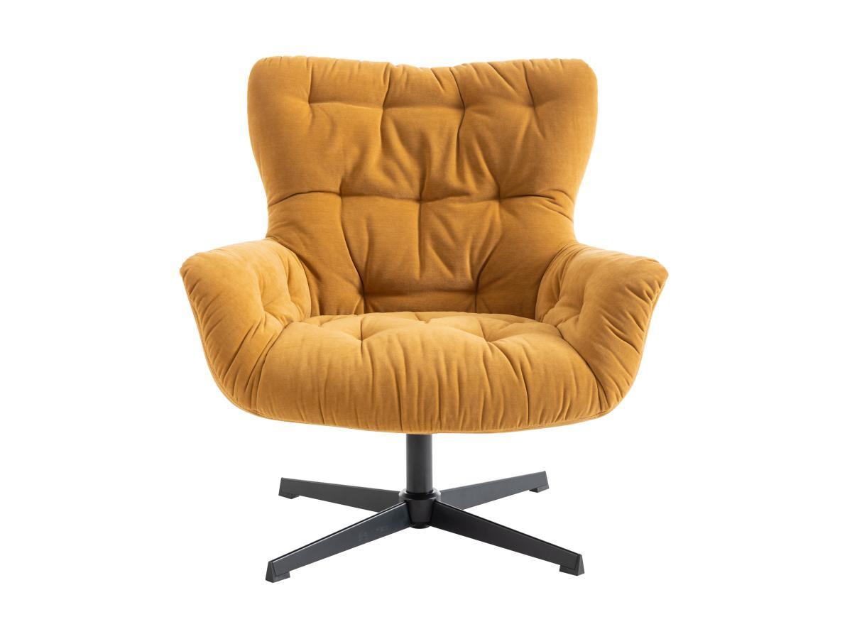 Vente-unique Fauteuil pivotant en tissu jaune OPHELIE  