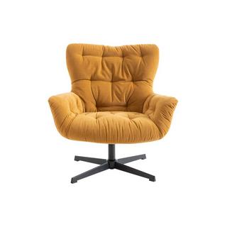 Vente-unique Fauteuil pivotant en tissu jaune OPHELIE  