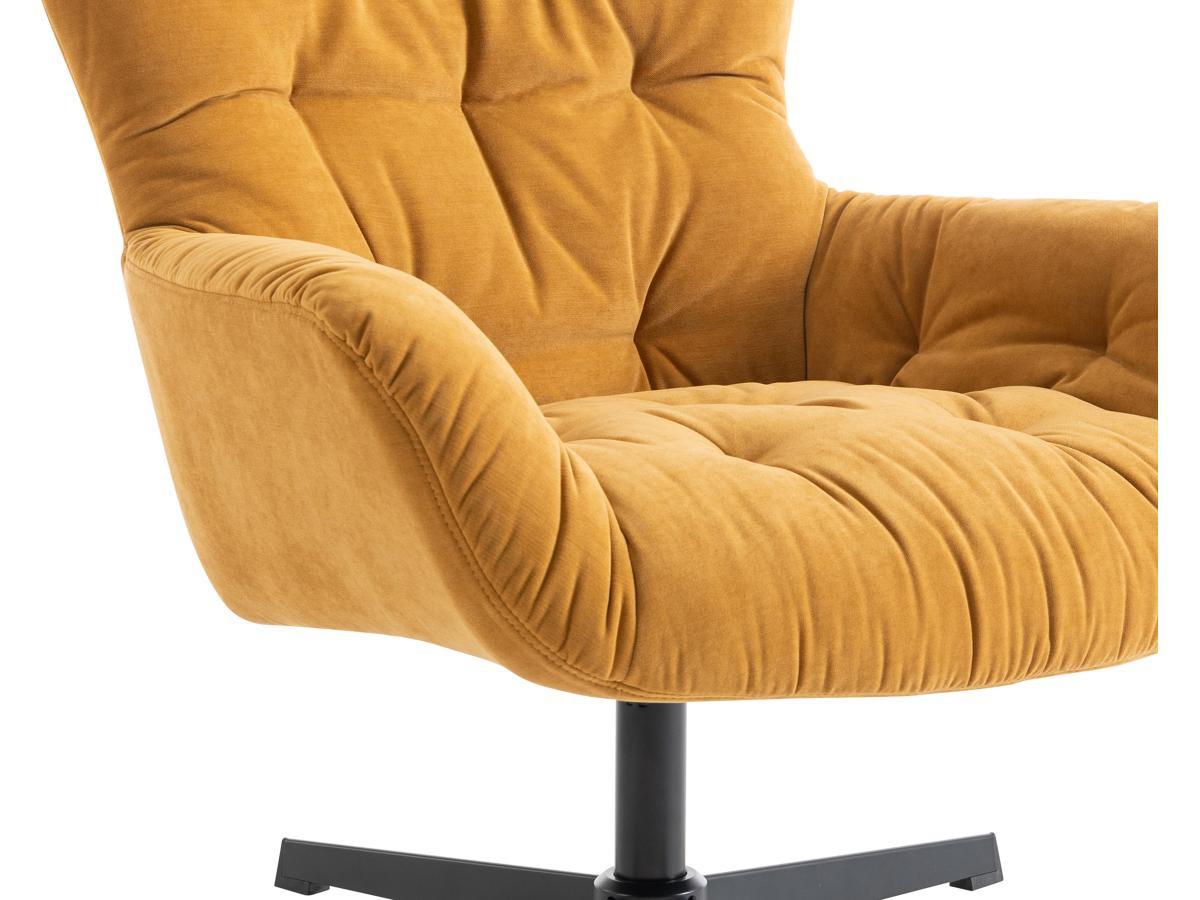 Vente-unique Fauteuil pivotant en tissu jaune OPHELIE  