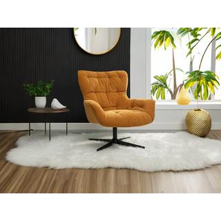 Vente-unique Fauteuil pivotant en tissu jaune OPHELIE  