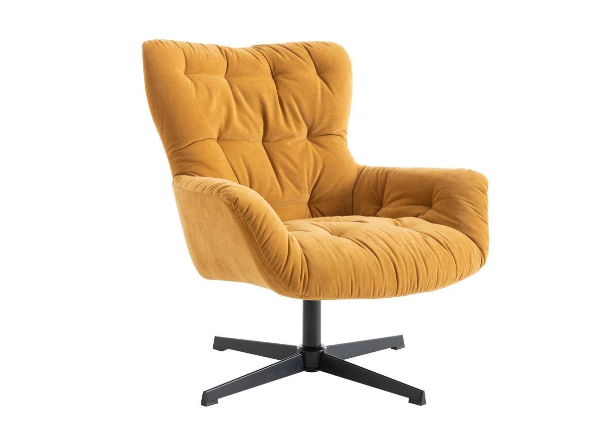 Vente-unique Fauteuil pivotant en tissu jaune OPHELIE  