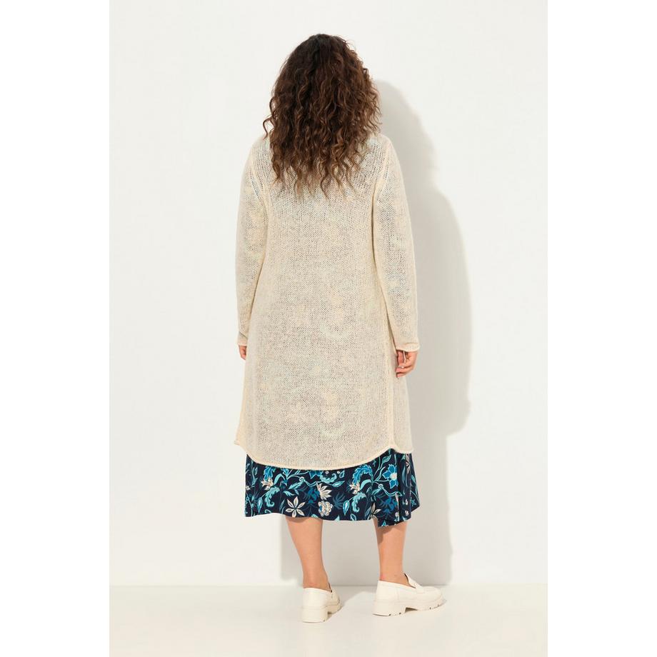 Ulla Popken Long Cardigan Cordon Encolure V Bords Roulottés  