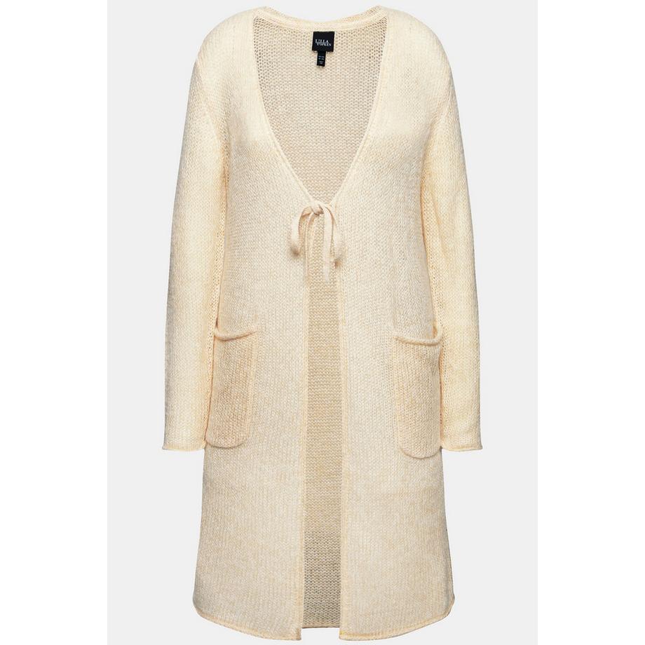 Ulla Popken Long Cardigan Cordon Encolure V Bords Roulottés  