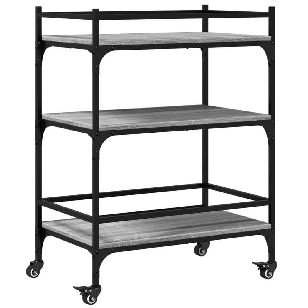 VidaXL - Chariot de cuisine bois d'ingénierie, One Size, Gris
