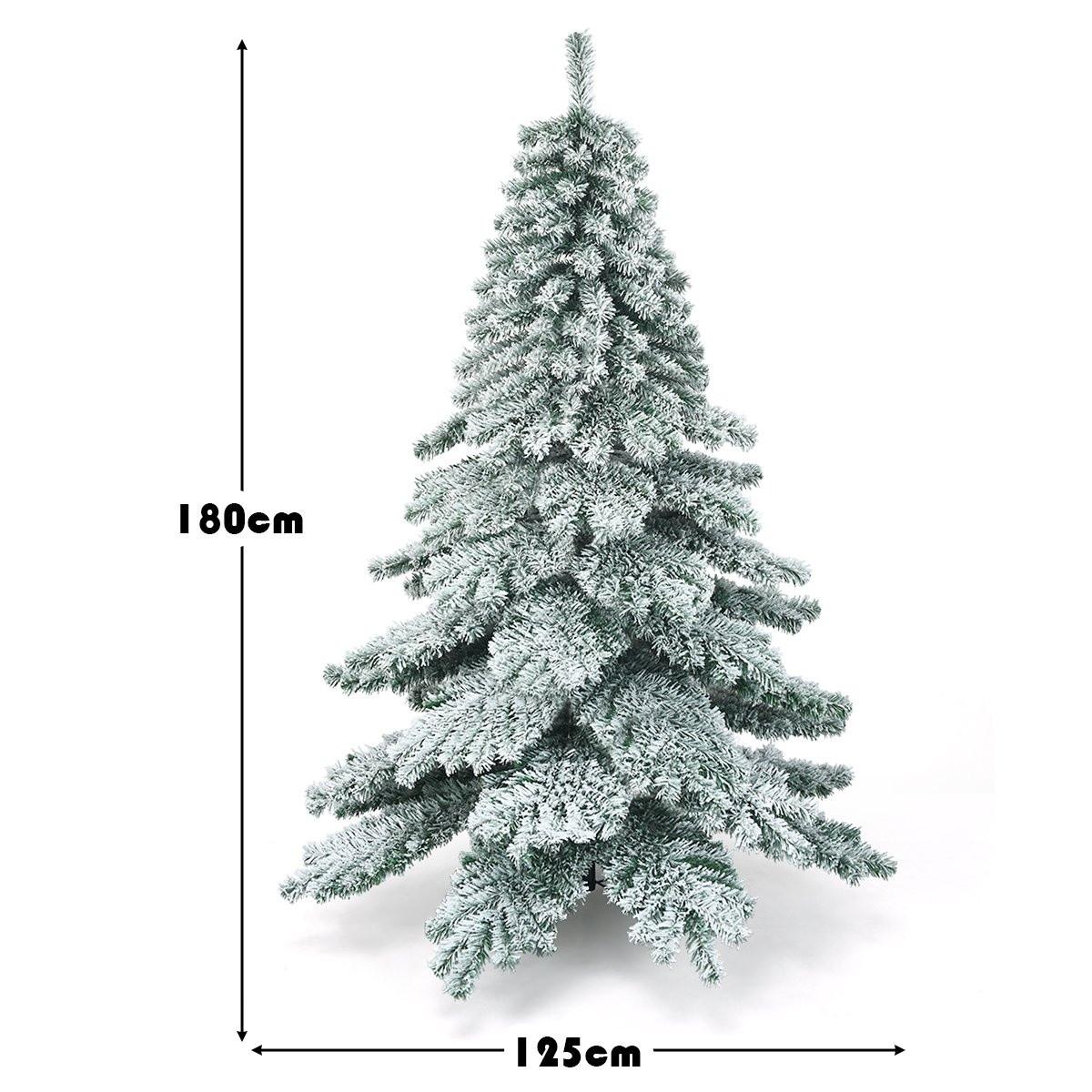 Northix 180 cm künstlicher Weihnachtsbaum mit Schneeflocken Christbaum PVC Spitzen Grün + Weiß  