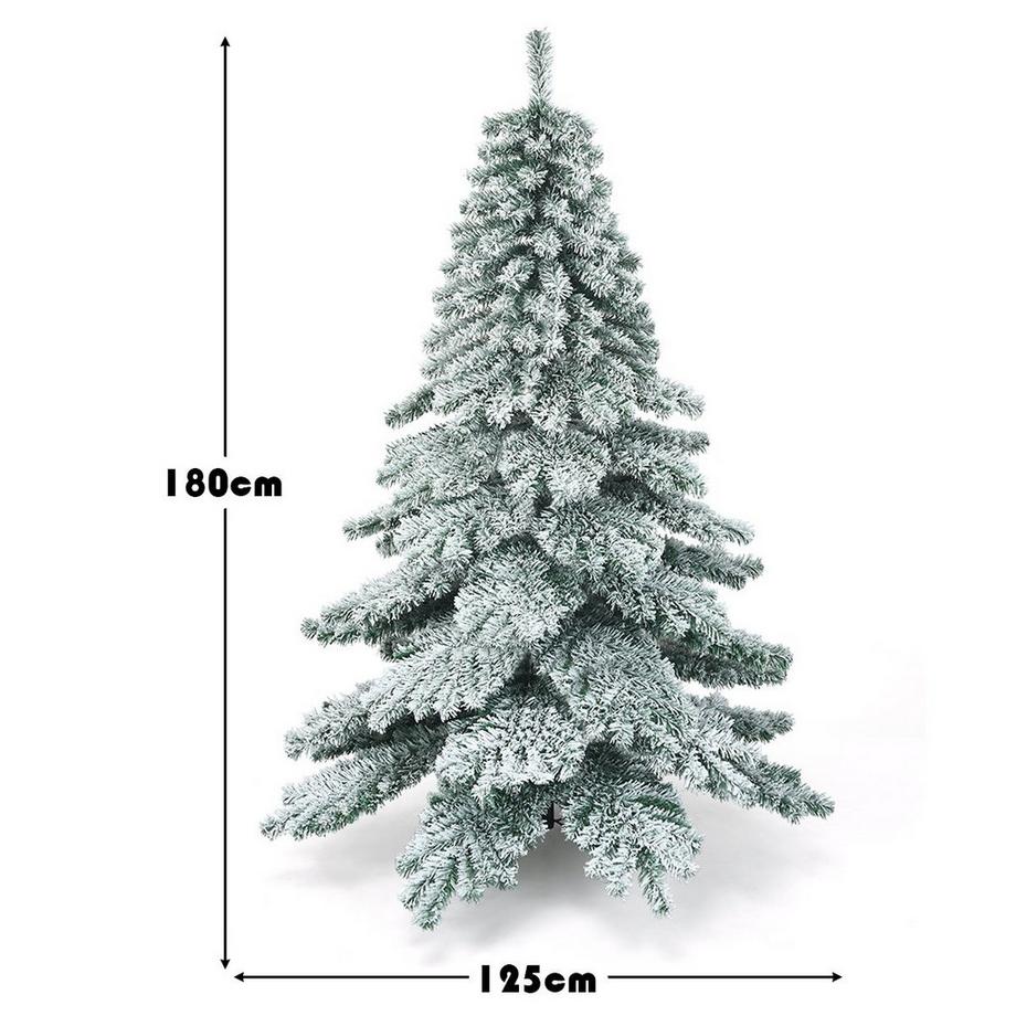 Northix Sapin de Noël artificiel 180 cm avec flocons de neige, pointes en PVC vert + blanc  