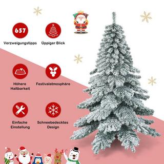 Northix 180 cm künstlicher Weihnachtsbaum mit Schneeflocken Christbaum PVC Spitzen Grün + Weiß  