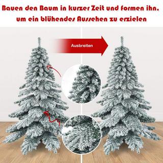 Northix 180 cm künstlicher Weihnachtsbaum mit Schneeflocken Christbaum PVC Spitzen Grün + Weiß  