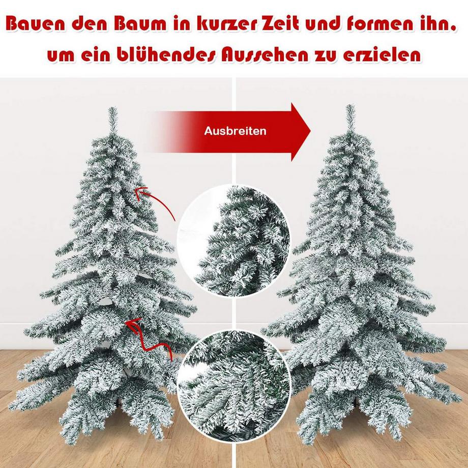 Northix Sapin de Noël artificiel 180 cm avec flocons de neige, pointes en PVC vert + blanc  