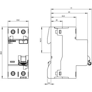 Siemens  Disjoncteur différentiel type A, 40A, 1 pôle+N 30 MA, 230 V, 2 UM 