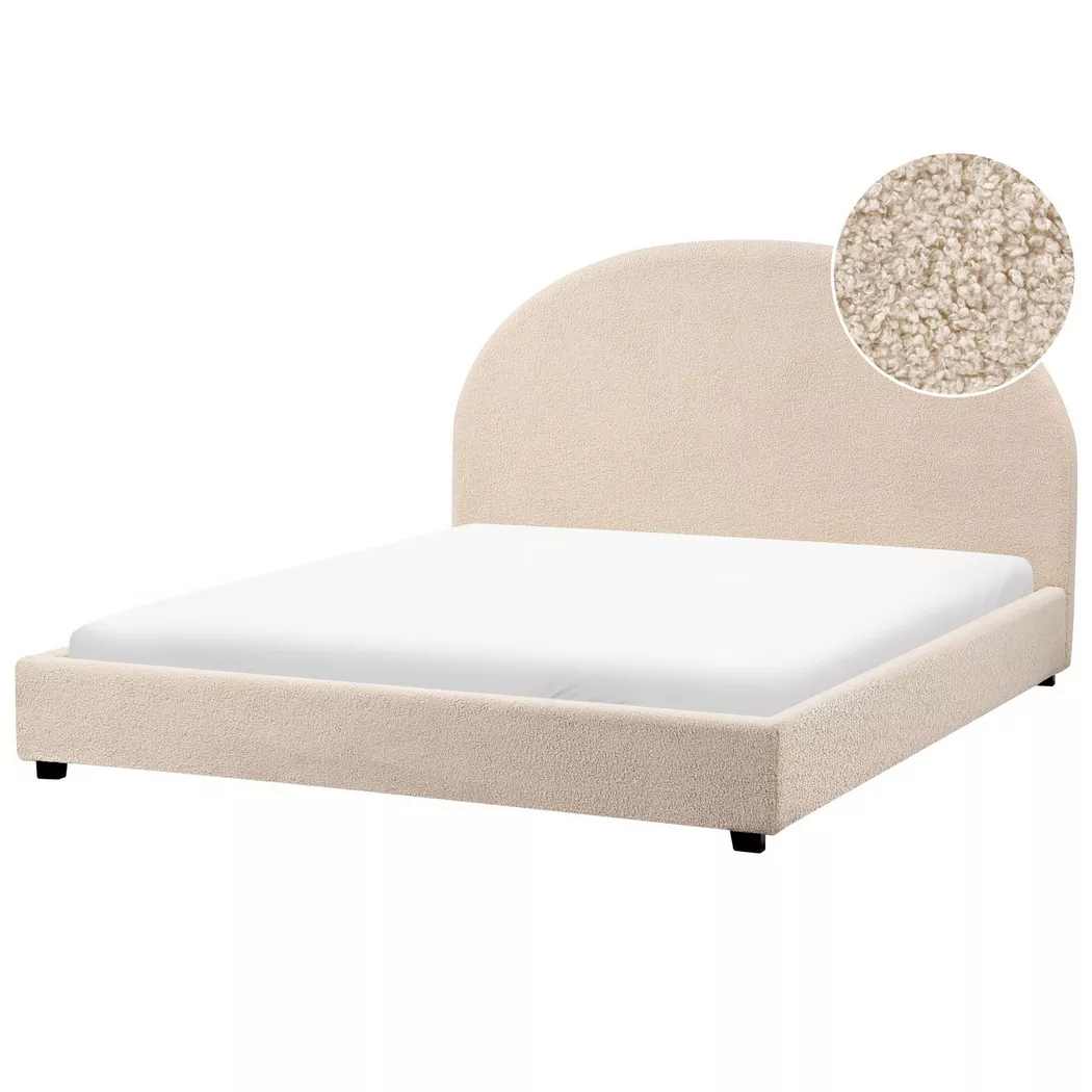 Beliani - Wasserbett aus Bouclé  VAUCLUSE, Perle