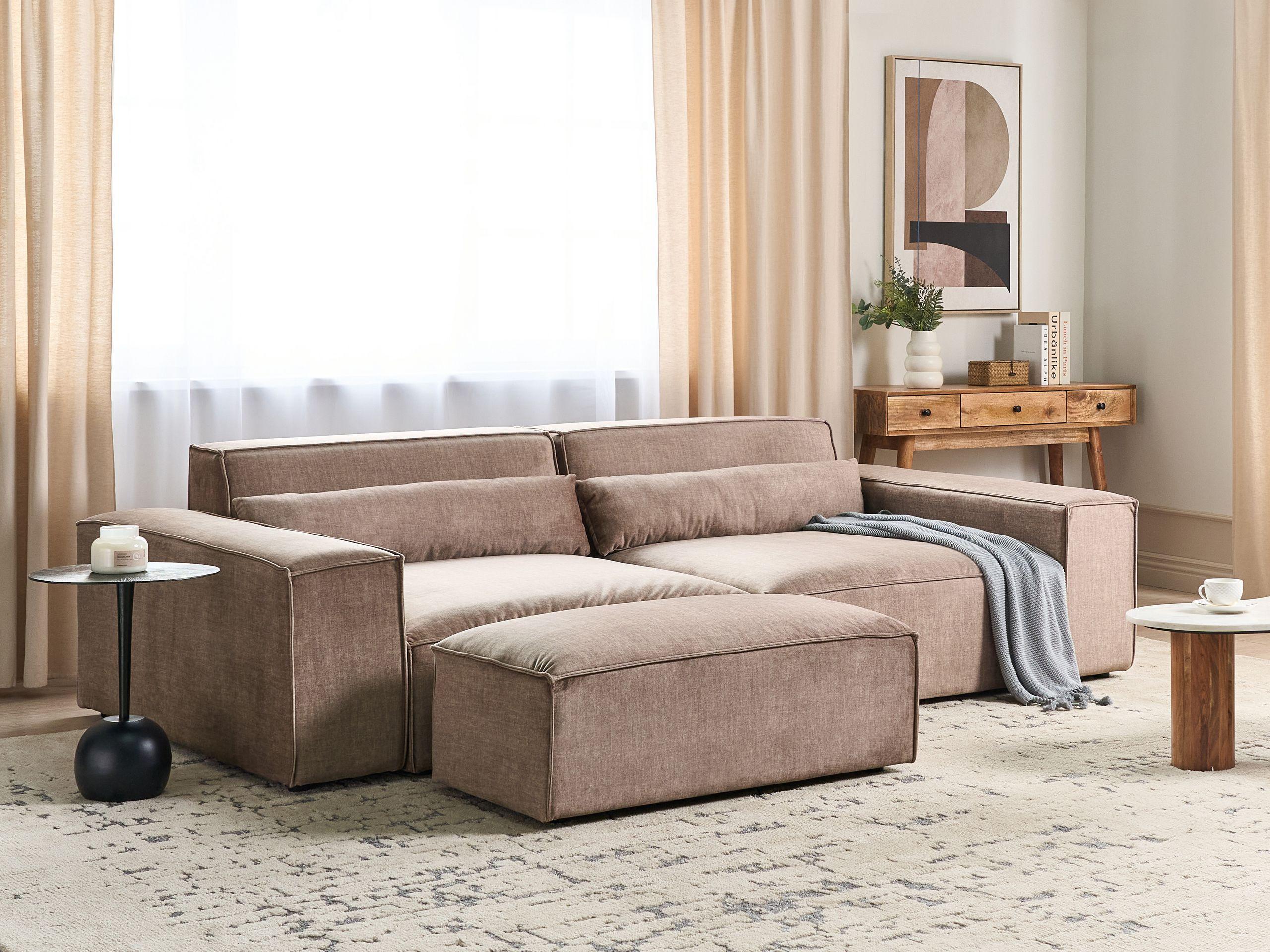 Beliani Canapé avec pouf en Polyester Moderne HELLNAR  