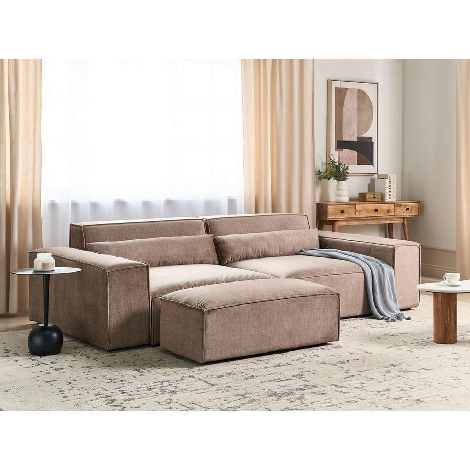 Beliani Sofa mit Ottomane aus Stoff Skandinavisch HELLNAR  
