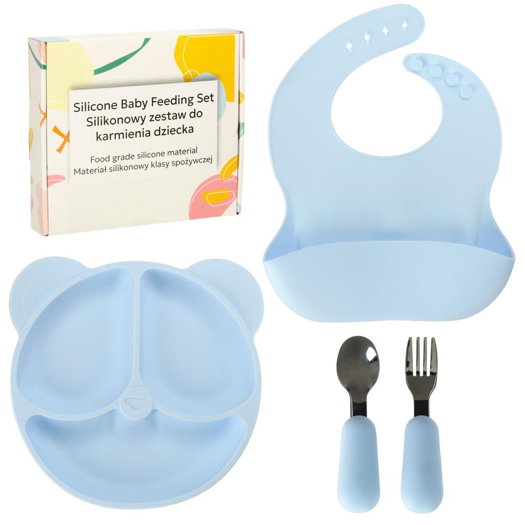 Plats en silicone pour enfants ours en peluche bleu vif 4el