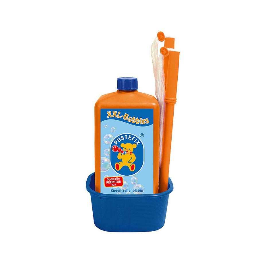 PUSTEFIX  420869858 XXL-Bubbles I 1000 ml Seifenblasenwasser und Zubehör I Bunte Bubbles Made in Germany I Für Hochzeit, Kindergeburtstag, Standesamt, Polterabend I Riesen-Seifenblasen 