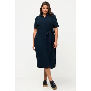 Ulla Popken  Robe midi en mousseline de coton bio avec col de chemise et manches courtes 