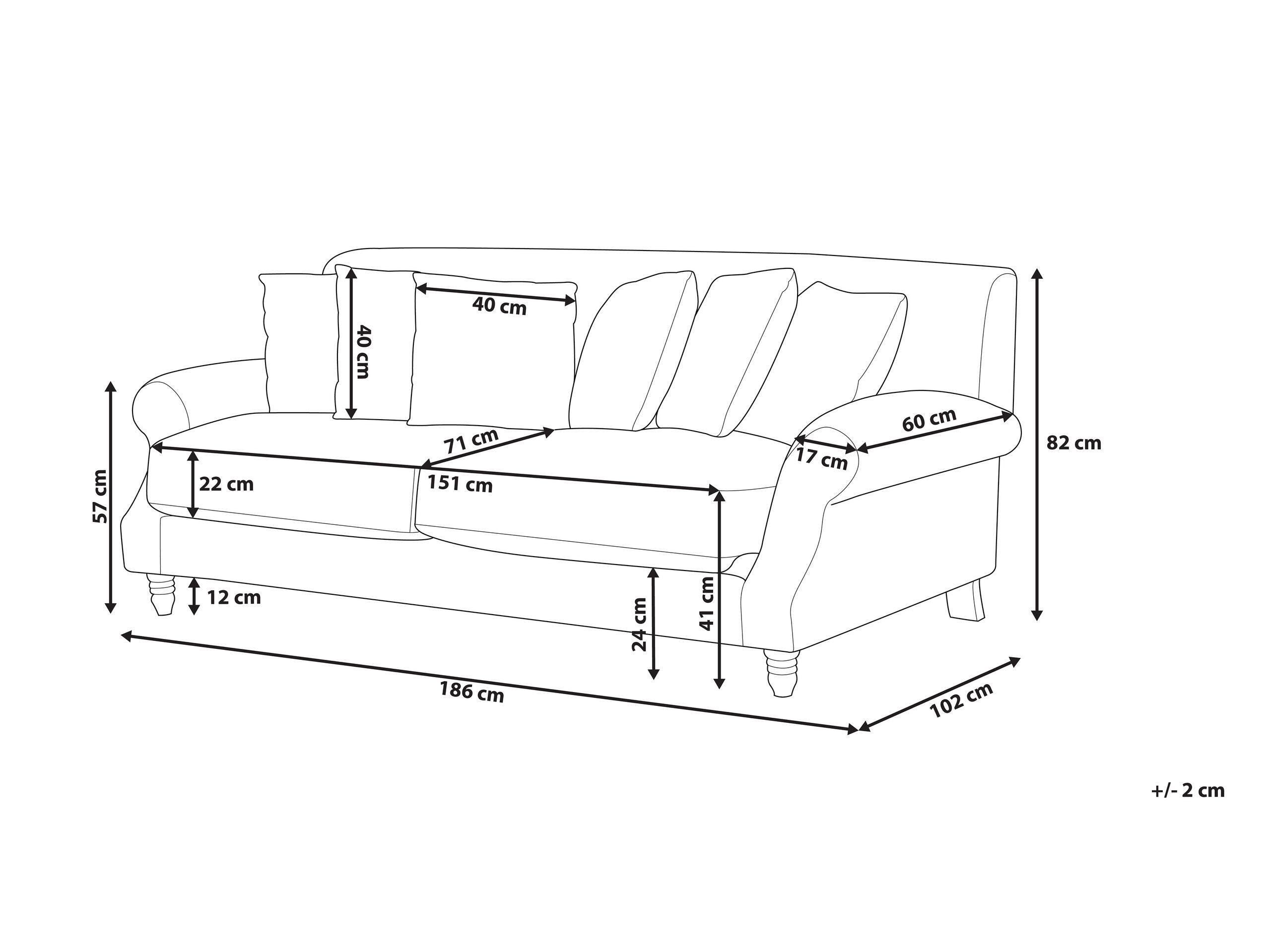 Beliani 2 Sitzer Sofa aus Samtstoff Glamourös EIKE  