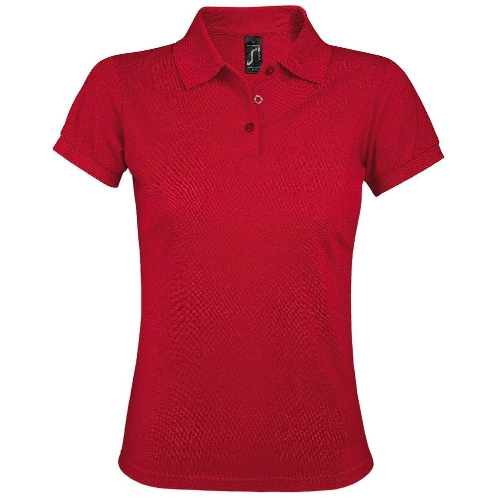 Image of Prime Pique Poloshirt, Kurzarm Damen Rot Bunt M