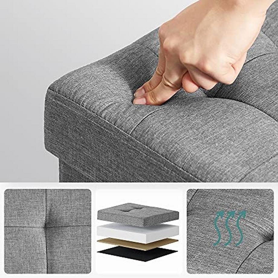 Pricenet Elegante Aufbewahrungsbank mit gesteppter Oberfläche und 300 kg Tragkraft  