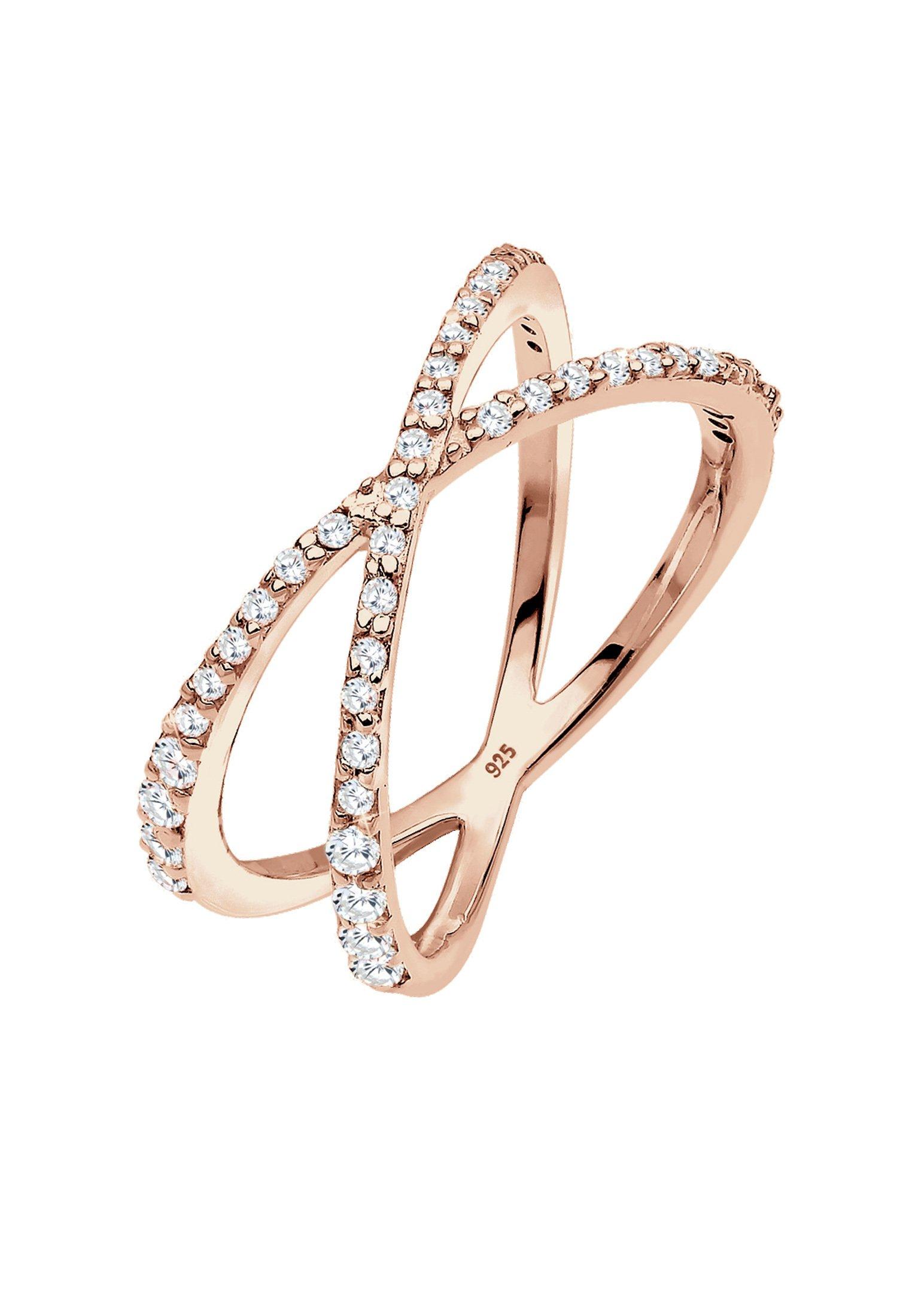 Image of Ring Kreuz Zirkonia Damen Goldrosa 58mm